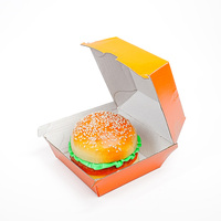 Boîte d'emballage pour hamburgers biodégradable et écologique, personnalisable avec logo, gaufrage, pelliculage mat, pliable, pour la restauration rapide (vente en gros)