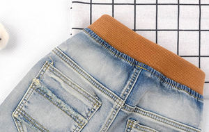 Pantalon long en jean classique pour enfants de 4 à 13 ans, respirant, taille élastique, polyester/coton, décontracté, style cow-boy, pour bébé garçon - Product Image 6