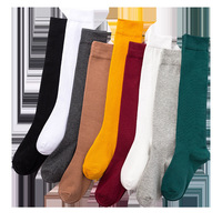 Chaussettes hautes en coton uni pour femmes, chaussettes empilées décontractées style JK pour étudiantes, chaussettes chauffe-jambes tendance pour usage quotidien