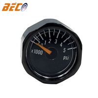 Factory Supply 19mm High Pressure air Pump Paintball Black Metal Pressure Gauge 5000psi Mini Pressure Gauge with 1/8 NPT Thread