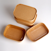 Bol en papier carré personnalisable, imperméable, résistant à l'huile, de qualité alimentaire, pour salade, en kraft, rectangulaire, gaufré, avec pelliculage mat, pour sushi