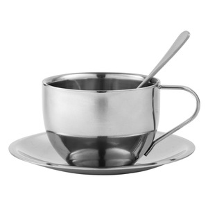 Taza de Café Elegante P-27 con Platillo y Cuchara, Acero Inoxidable 304, Taza para Espresso, Leche, Cappuccino, para Té de la Tarde, Camping, Cafetería - Product Image 6