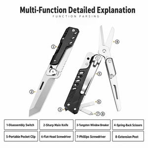 Couteau multi-outils avec ciseaux, couteau pliant Tanto, manche en acier inoxydable, <span class=keywords><strong>outil</strong></span> utilitaire pour le camping en plein air, vente en gros - Product Image 2