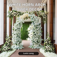 Usine Saint-Valentin Vente en gros Personnalisé Artificielle Blanc Soie Scène Fleur Arche De Mariage Décor Floral et Graduation Corne Arc Fleur