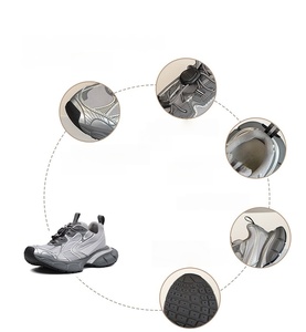 Zapatillas Deportivas Gruesas Grises Plateadas con Malla Transpirable y Cordones para Hombre y Mujer, Todas las Estaciones, Parte Superior Sintética, Suela de Goma - Product Image 3