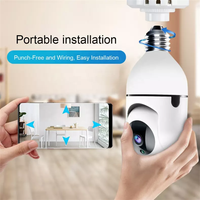 Caméra IP de surveillance intelligente sans fil HD 1080P pour la maison, P2P sans fil, 360 degrés PTZ, ampoule intelligente avec matériau plastique