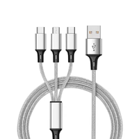 Câble de charge rapide 3 en 1 pour téléphone, câble de chargeur Micro USB Type C, câbles de données USB multi-ports, Micro-USB pour téléphone portable