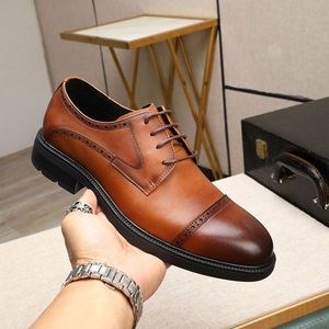 Luxury Spring Summer Men's Breathable Lightweight Casual <b>Work</b> Business Lace-up Formal Leather Office Shoes - Product Image 4