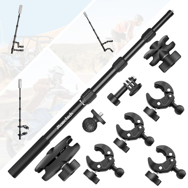 Aluminum Waterproof Motorcycle Handlebar Clamp Mounts for Insta360 X4/X5/X6 for OSMO -Invisible Selfie Stick Bundle