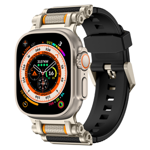 Bracelet de montre en silicone Destiny Gear Design avec connecteur en acier inoxydable pour Apple Watch Ultra 2 41/45/49 mm et toutes les séries IWatch - Product Image 4