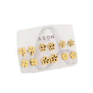 New <b>Fashion</b> 18K Gold Plated Trendy Small <b>Earrings</b> Set Hypoallergenic Kids Girls Stainless Steel Jewelry Cute Tiny <b>Stud</b> <b>Earrings</b> - Product Image 1