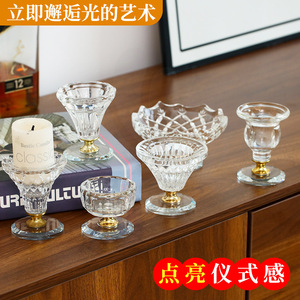 Porte-bougie en cristal, verre résistant à la chaleur, décoration d'intérieur - Product Image 5