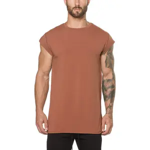 T-shirt a mezza manica da uomo con orlo curvo a goccia più lunga
