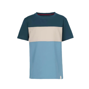 T-shirt pour homme en coton biologique écologique, color block, production de teinture à faible impact, mode durable, design bicolore, vente en gros - Product Image 1