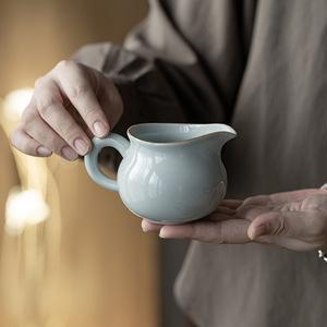 Guanlan Sky Blue Handmade Ru Kiln Fair Cup Ceramic <b>Tea</b> Dispenser Kung Fu <b>Tea</b> <b>Set</b> Round Shape Without Lid Dehua County Porcelain - Product Image 1