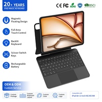 Clavier Magique avec Support Magnétique Flottant et Pavé Tactile RGB pour iPad Air 13 pouces M4 M3 M2, Clavier de Tablette en Aluminium Rétroéclairé à Mécanisme Ciseaux