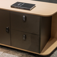 Meubles de bureau haut de gamme, bureau de direction en bois courbé avec armoire latérale, bureau de PDG en bois, vente directe d'usine.