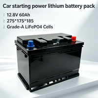 Batteries au lithium LiFePO4 32140 à haute autonomie 12,8 V/60 Ah avec BMS pour la sécurité automobile, packs 4S4P pour l'alimentation de démarrage automobile