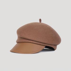 High End <b>Hat</b> Women Fall Winter Wool Stereotyped Baseball <b>Hat</b> Ladies Temperament Fashion Women Beret <b>Hat</b> Leather Eaves Sports Cap - Product Image 1