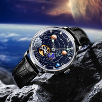 Montre homme Space Explore, montre mécanique de luxe automatique pour homme, bracelet en cuir véritable