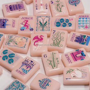 High Quality American Mahjong Set 160 Pink Handmade Acrylic Tiles Luxury Wooden Tiles for Home Casino Gambling <b>Entertainment</b> - Product Image 6