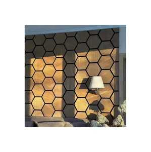 Irini Custom Hexagon Geluidsdichte Wandpanelen Mdf Akupanel Hout Latten Muur Akoestisch Vilt Panelen Voor Interieurdecoratie