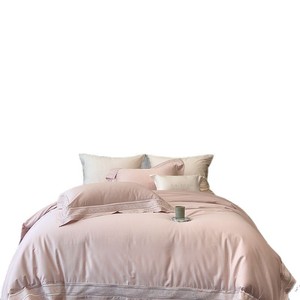 Juego de Ropa de Cama de Cuatro Piezas de Algodón de Fibra Larga de Lujo, Color Sólido, Satinado, Transpirable, Ideal para Dormir sin Ropa - Product Image 5