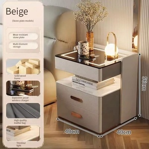 Gedo nội thất phòng ngủ hiện đại Trạm Sạc đa chức năng Đèn đầu giường thông minh Bàn Cạnh Giường ngủ với lưu trữ và khóa thông minh - Product Image 5