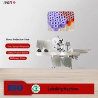 Machine d'étiquetage double face conforme aux normes GMP pour bouteilles carrées de l'industrie biotechnologique et de laboratoire, sachets de perfusion et surfaces planes