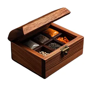 Handcrafted Wooden Masala Box Spice Storage Wooden Spice Box Masala Dabba Spice Box Wooden Best Quality From India