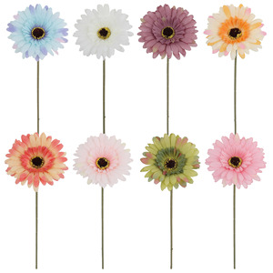 Fleur artificielle en soie Gerbera Daisy à tige unique pour toile de fond de mariage, décoration intérieure, vente en gros - Product Image 2