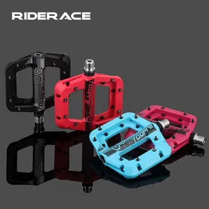 RIDERACE Mountain Bike Pedal Nylon Fibra Selada Rolamento Grande superfície Pedais Antiderrapante 9/16 Polegada MTB Ciclismo Plataforma Pedais Planos