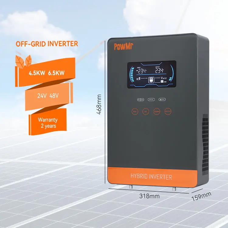 PowMr auf Lager 6,5 kW 48 V Einphasiger Solarwechselrichter 4,5 kW 24 V MPPT Solar-Inverter-Ladegerät für Hybrid-Solarsystem