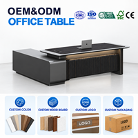 Table de bureau de direction moderne de luxe, table de manager, grand poste de travail, bureau d'ordinateur avec armoire de rangement pour bureau d'entreprise