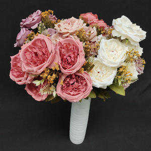 Flores Queyiyi, Ramo de Rosas Artificiales en Forma de Corazón de 11 Cabezas, Decoración Floral para Novia y Damas de Honor - Product Image 4