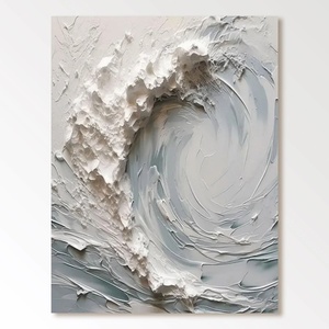 Peinture murale 3D abstraite en plâtre texturé blanc et bleu océanique, idéale pour la décoration de la maison, vente en gros - Product Image 6