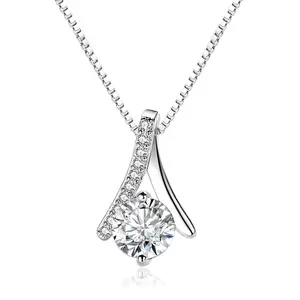 925 Sterling Silver CZ Pendant Necklace For Women