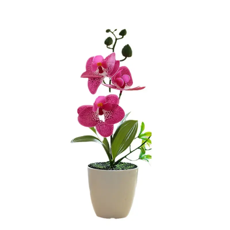 Künstliche Blumen Orchideen Faux Orchid Phalaenopsis mit Plastik topf für Tisch dekoration