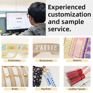 Texto personalizado Moda Blue <span class=keywords><strong>Eye</strong></span> Sorte Amizade Tecido Pulseira Aberta Charme Coração Bonito Bordado Pulseiras para Mulheres Acessórios - Product Image 6