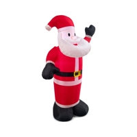 Père Noël gonflable lumineux agitant la main, décoration de Noël gonflable publicitaire avec souffleur d'air pour jardin et affichage en centre commercial