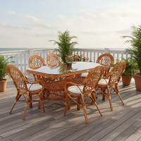 Ensemble de salle à manger moderne en rotin JAVA CV.Craftindo pour mobilier commercial, ensemble de restaurant avec table longue et utilisation en extérieur, hôtel
