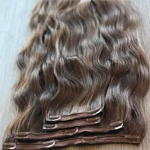 卸売クリップインエクステンション生ロシアのヘアエクステンションリアル100人毛エクステンションクリップ人間の自然な髪レミーシームレス