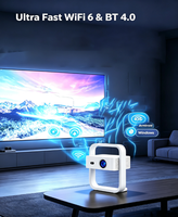 Projecteur HTP A6 Smart LCD LED 400 Lumens 3D Ready HIFI Stéréo avec haut-parleurs intégrés Android 13 1080p Mini Home Cinéma Portable