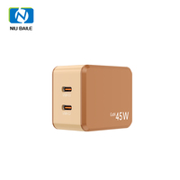 Chargeur rapide GaN NIUBAILE 45W, câble de 0,9 m, 2 ports Type-C, FCP PD 3.0, pliable, matériau GaN écologique, CE FCC, ignifuge