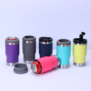 Isolateur de tasse et de canette de voyage en acier inoxydable 4 en 1 Thermocooler isolé sous vide pour canette de 12 oz et bouteille de bière pour le camping - Product Image 2