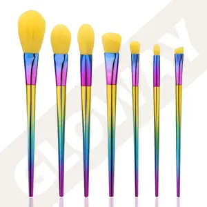 Hoge Kwaliteit Luxe Unicorn-Handgreep Make-Up Borstels Private Label Gradiënt 7Pcs Beauty Brush Set Met Custom Logo