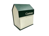 Boîte cadeau pliable en carton rigide noir mat de luxe avec logo personnalisé, fermeture magnétique, forme de maison, vide