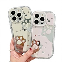 Coque de couple antichoc en TPU effet miroir patte de chat creuse pour iPhone 17/16 Pro, iPhone 15 Max et Mate 70