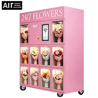Distributeur Automatique de Fleurs Roses Personnalisable 10 Compartiments Écran Tactile Intelligent Casier à Bouquets Paiement Multiple Surveillance à Distance