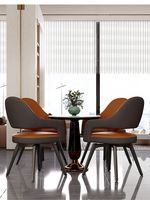 Fauteuil pivotant moderne avec dossier, pieds en acier carbone noir, intérieur en cuir PU marron, chaise de salle à manger écologique, rotation à 180 degrés